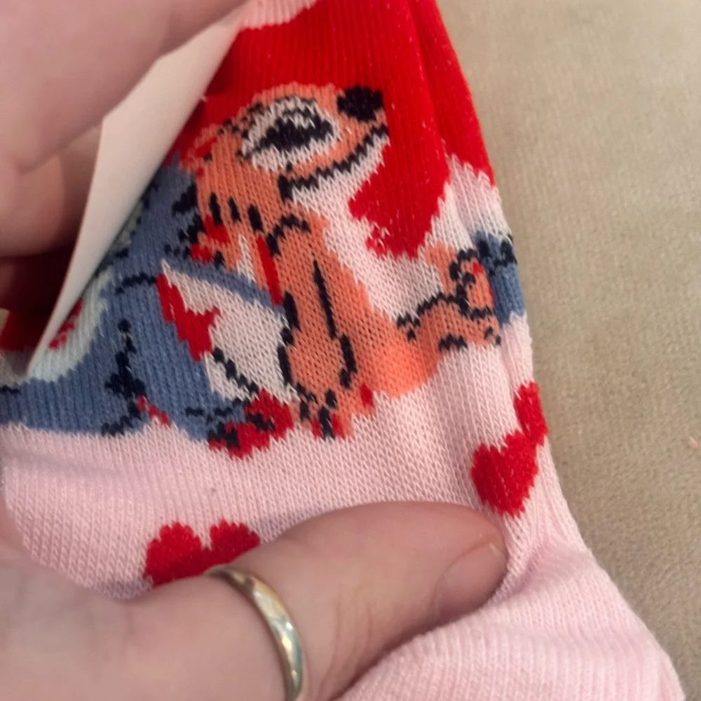 Disney Lilo & Stitch Pink and Red Heart Kids Socks Size 10-4 NWT Brand new